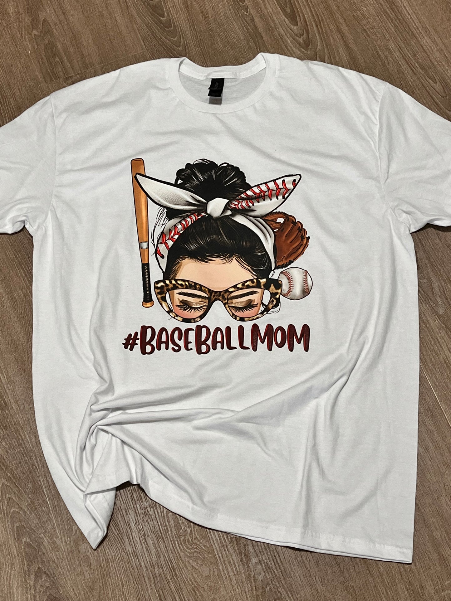 Messy bun baseball mom