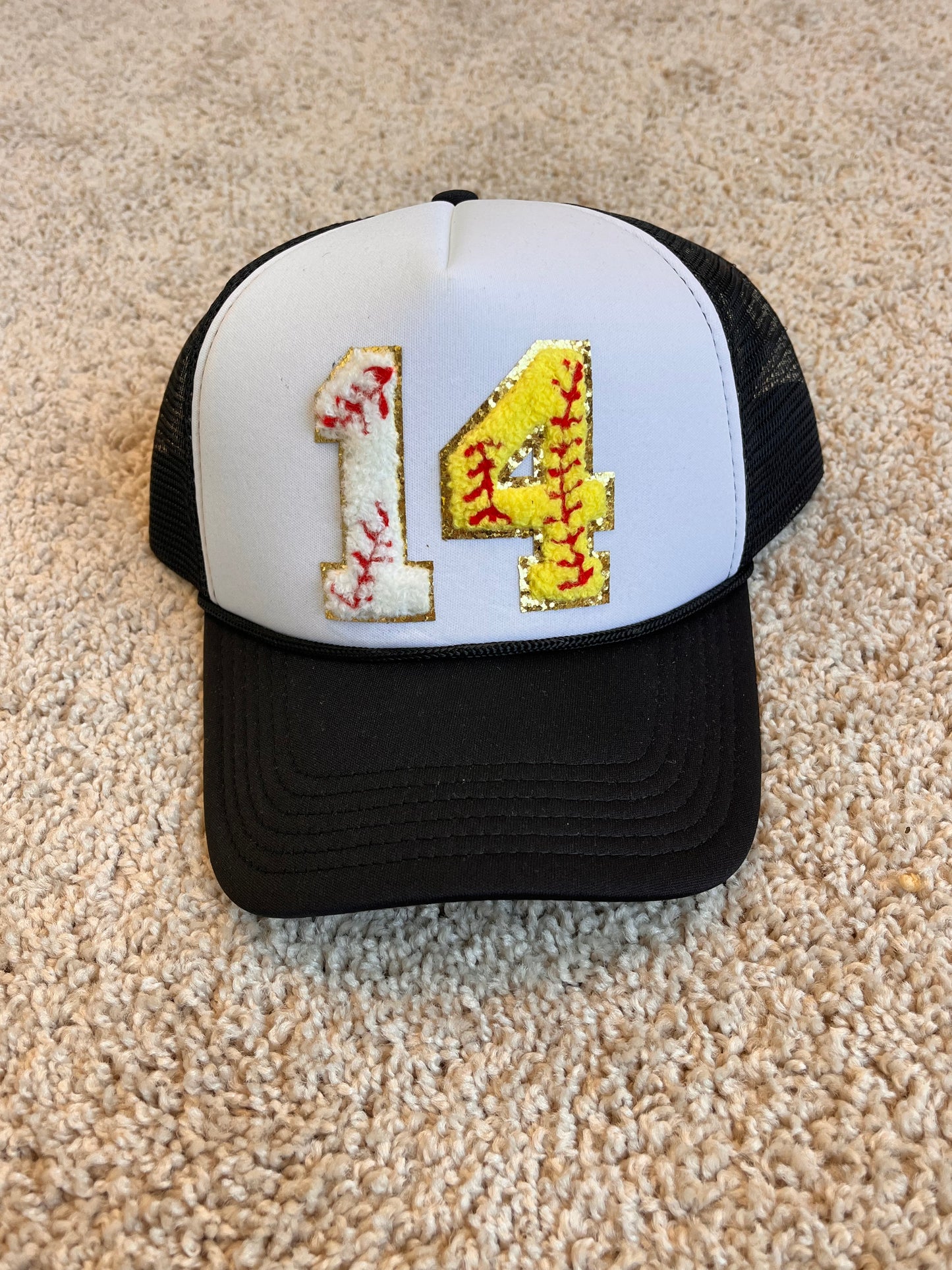 Trucker Hat with Baseball/Softball Patches