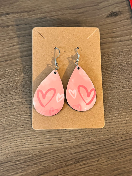 Heart pink earrings